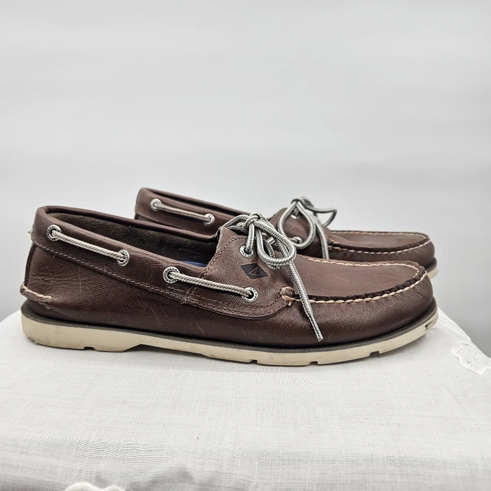 Sperry Top-Sider Mens 9M Brown Leather Authentic Original Boat Shoes STS15002